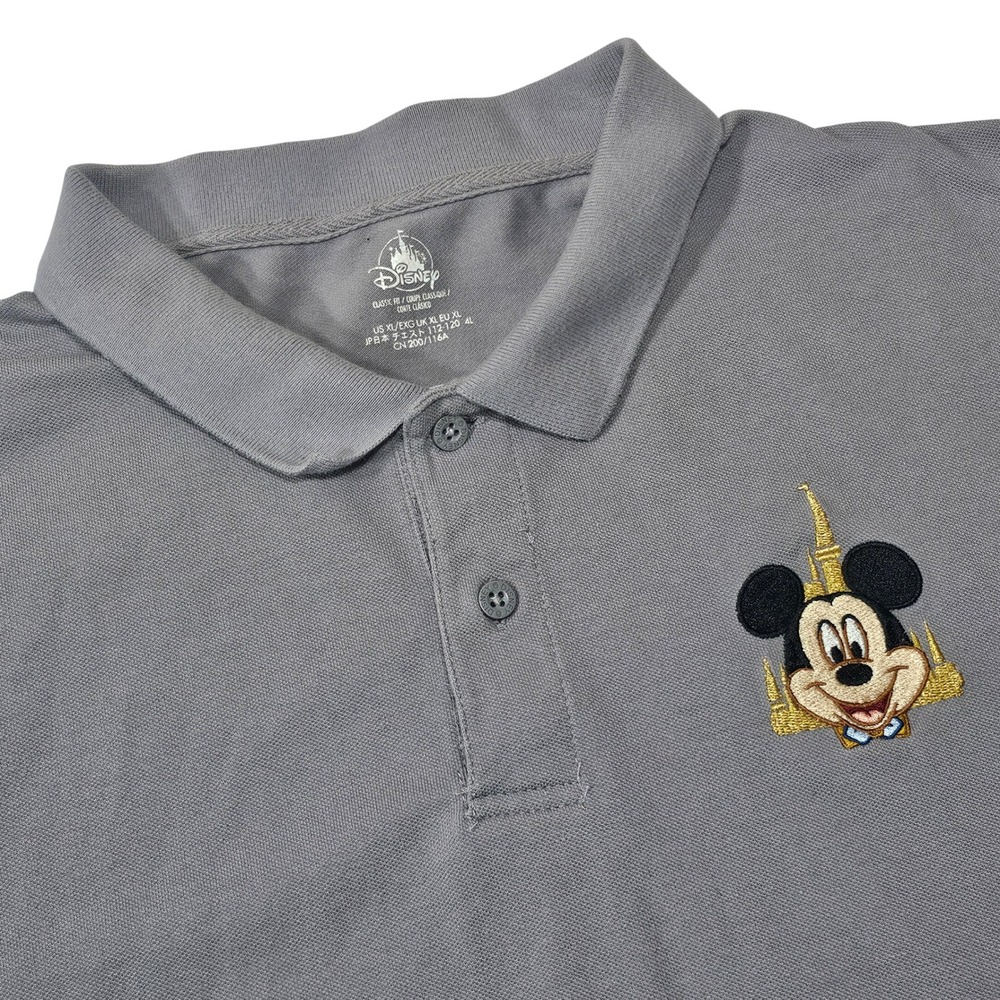 Disney Mens Mickey Mouse Walt Disney World 50th Anniversary Grey‎ Polo Shirt XL